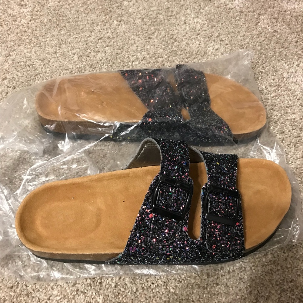 Black Glitter Sandles